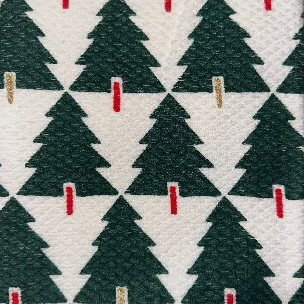 kate spade 2 Cotton White Green Red Gold Metallic Christmas Tree Kitchen Towels